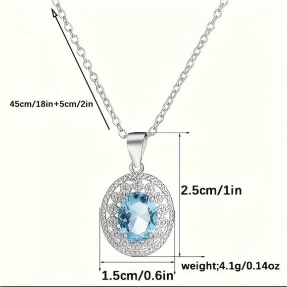 Exquisite Blue Topaz Pendant with Necklace - Picture 5 of 5